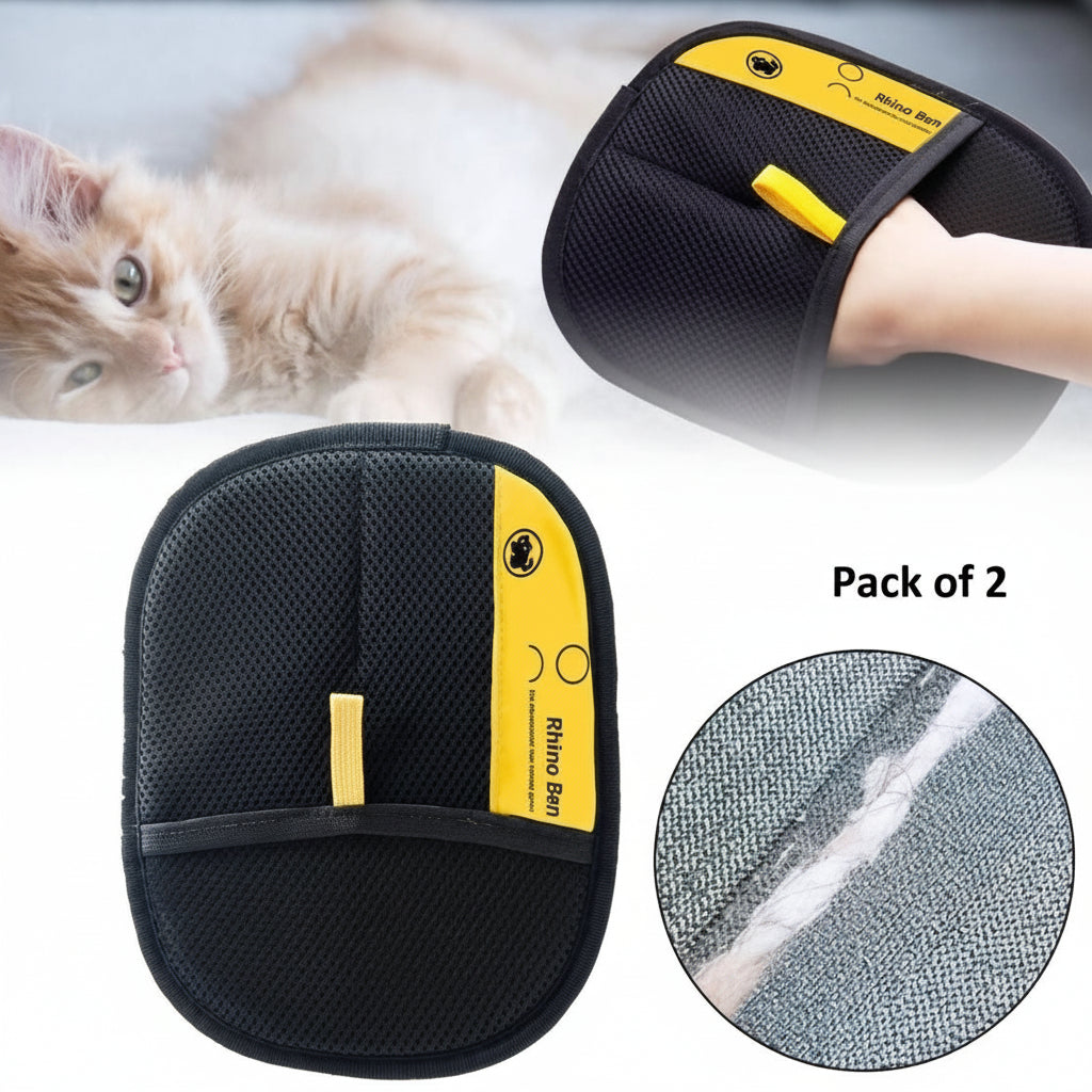 Two black massage slippers with yellow labels, a cat, and close-up of material texture on a light background.