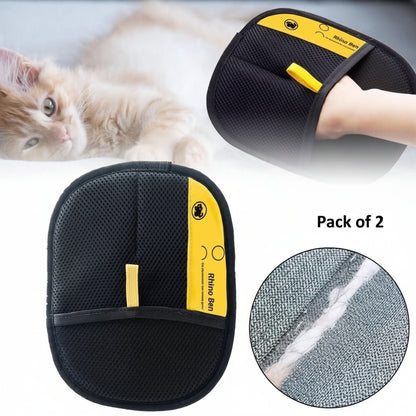Two black massage slippers with yellow labels, a cat, and close-up of material texture on a light background.